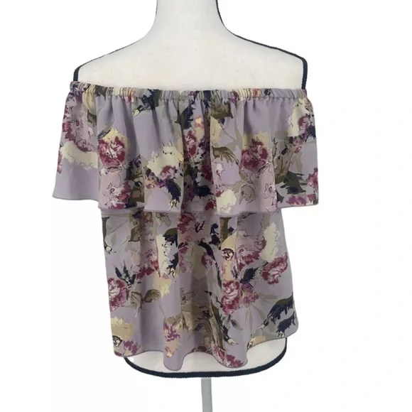 Wilfred Aritzia Promener Floral Off Shoulder Blouse Silk Trim Size Small - Picture 4 of 11